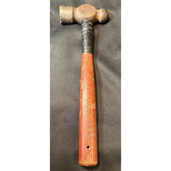 Vintage Red 24 oz Plumb Ball Peen Hammer Auto Body Machinist Blacksmith Tool - Picture 1 of 11